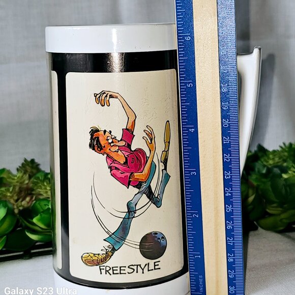 Vintage set 3 Thermo-Serv Mug 16 oz. Fun Fishing ; bowling ; badminton - Picture 6 of 15
